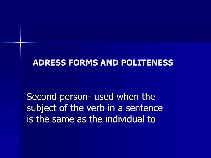 adress forms and politeness