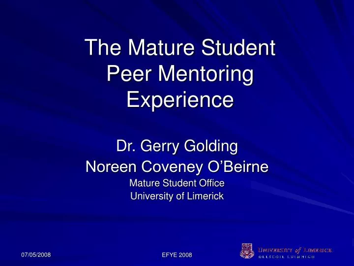 the mature student peer mentoring experience