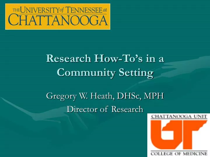 research how to s in a community setting