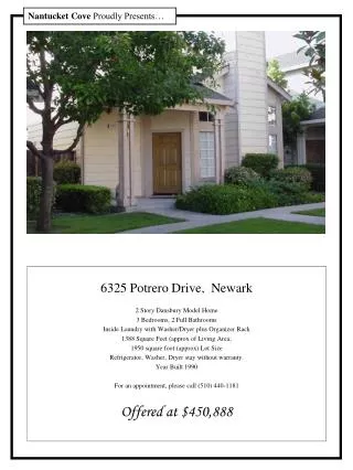 6325 Potrero Drive, Newark 2 Story Dansbury Model Home 3 Bedrooms, 2 Full Bathrooms Inside Laundry with Washer/Dryer pl