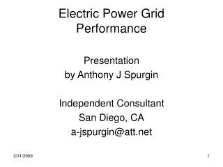 Electric Power Grid Performance