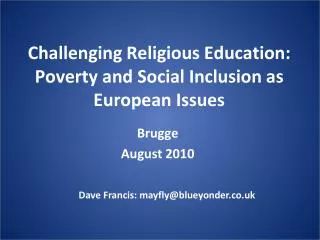 Challenging Religious Education: Poverty and Social Inclusion as European Issues