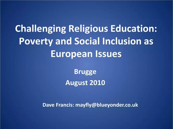 challenging religious education poverty and social inclusion as european issues