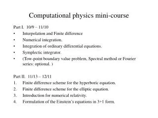 Computational physics mini-course
