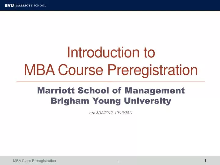 introduction to mba course preregistration