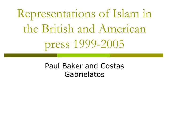 representations of islam in the british and american press 1999 2005