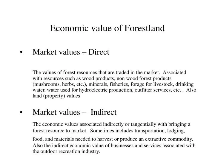 economic value of forestland