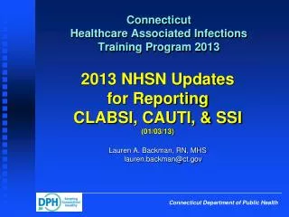 Connecticut Healthcare Associated Infections Training Program 2013