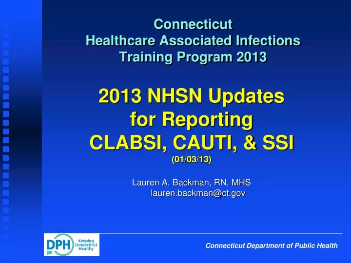 connecticut healthcare associated infections training program 2013