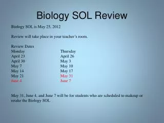 Biology SOL Review