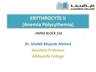 ERYTHROCYTE II (Anemia Polycythemia)