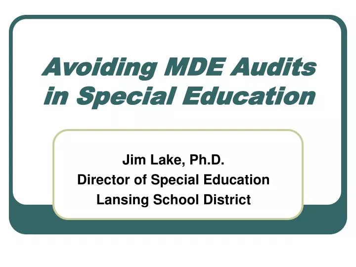 avoiding mde audits in special education