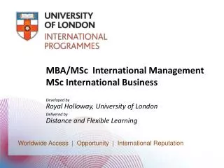 MBA/ MSc International Management MSc International Business