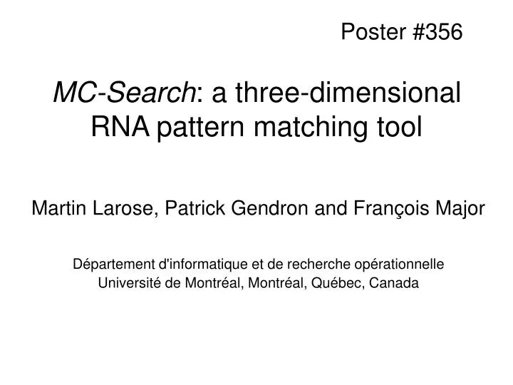 mc search a three dimensional rna pattern matching tool
