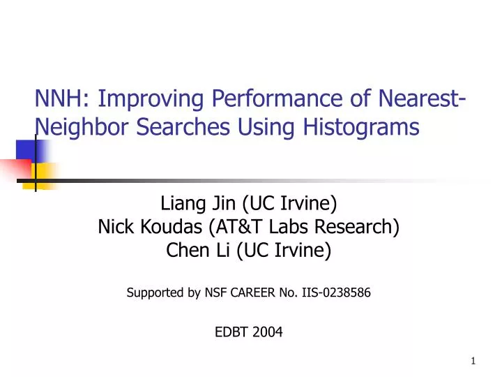 nnh improving performance of nearest neighbor searches using histograms