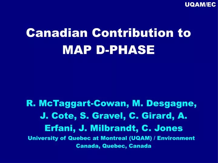 canadian contribution to map d phase
