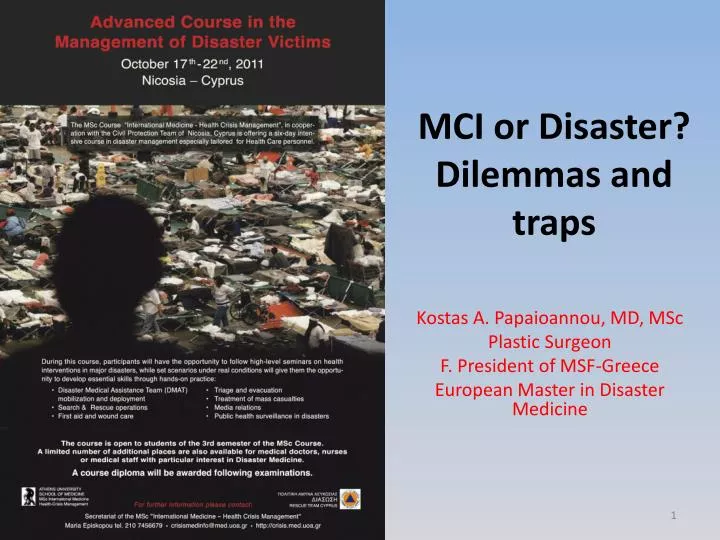 mci or disaster dilemmas and traps
