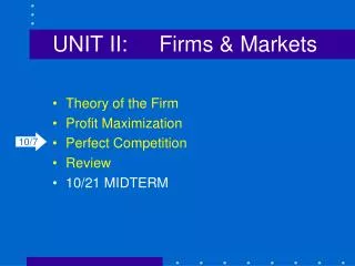 UNIT II:	Firms &amp; Markets