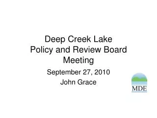 Deep Creek Lake Policy and Review Board Meeting