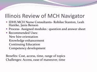 Illinois Review of MCH Navigator