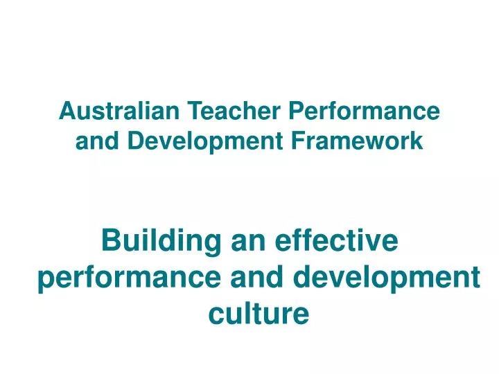 building an effective performance and development culture