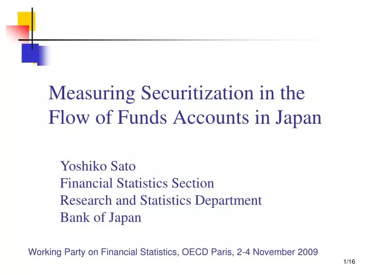 measuring securitization in the flow of funds accounts in japan
