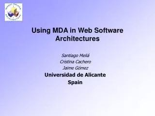 Using MDA in Web Software Architectures