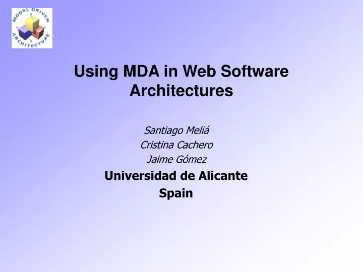 using mda in web software architectures