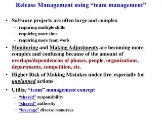 Release Management using “team management”