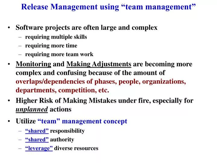 release management using team management