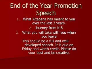 End of the Year Promotion Speech