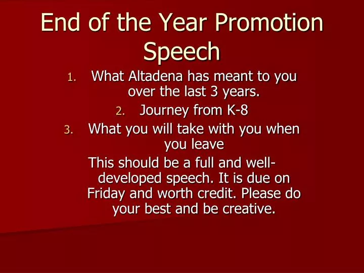 end of the year promotion speech