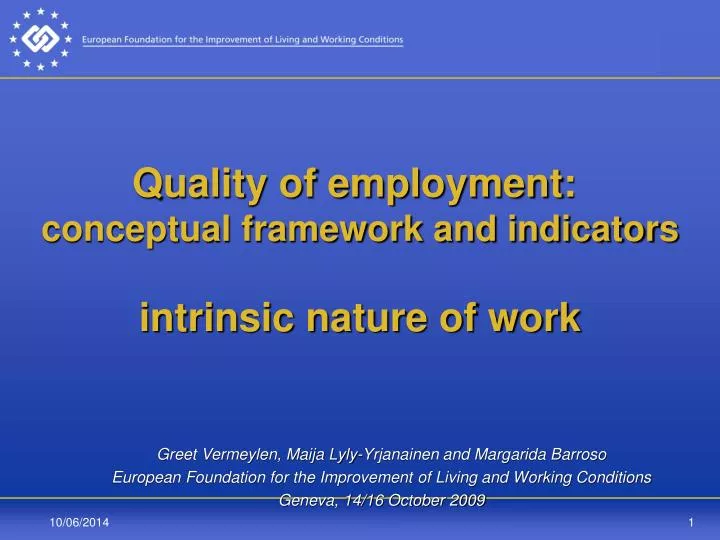quality of employment conceptual framework and indicators intrinsic nature of work