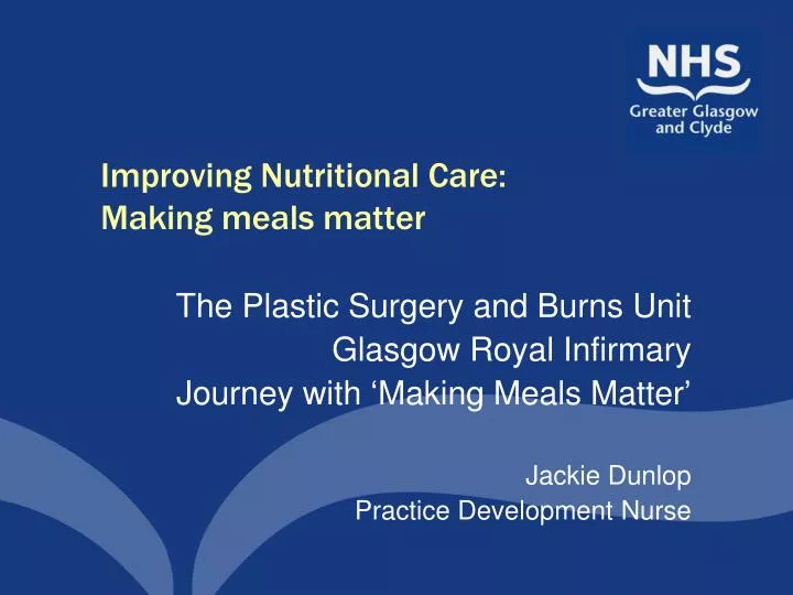 improving nutritional care making meals matter