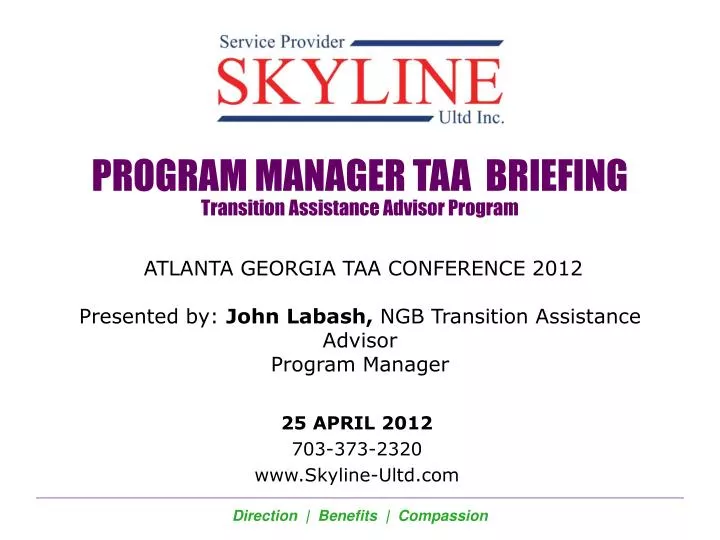 program manager taa briefing