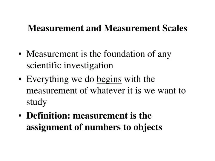 measurement and measurement scales