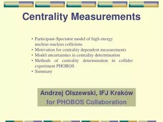 Centrality Measurements