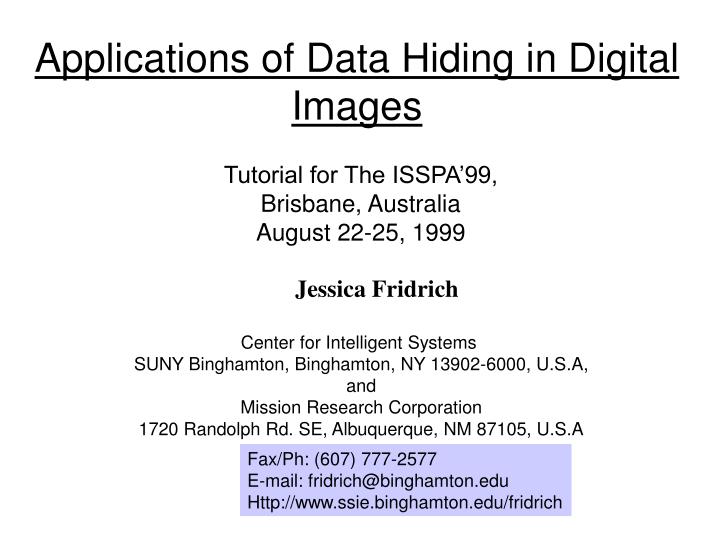 applications of data hiding in digital images