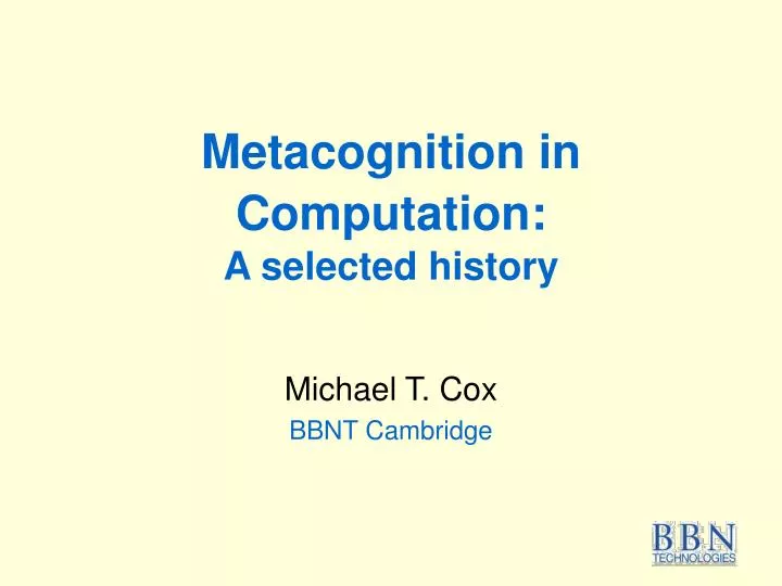 metacognition in computation a selected history