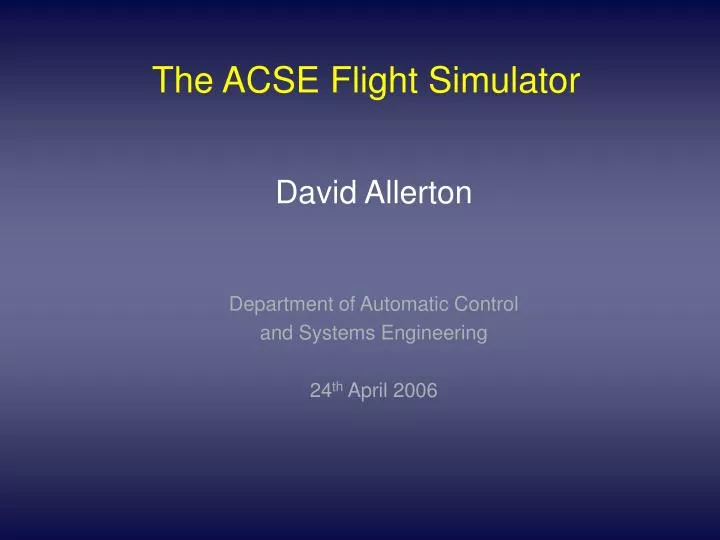 the acse flight simulator