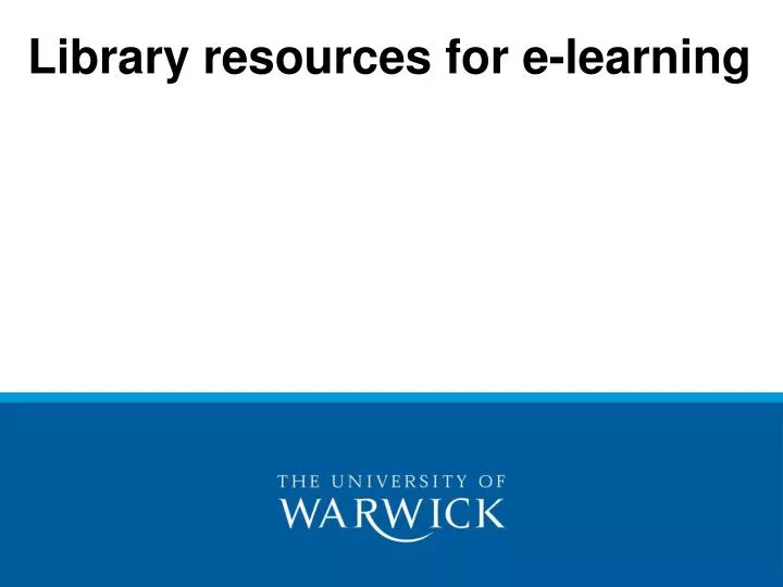 library resources for e learning