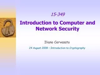 15-349 Introduction to Computer and Network Security