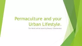 Permaculture and your Urban Lifestyle.