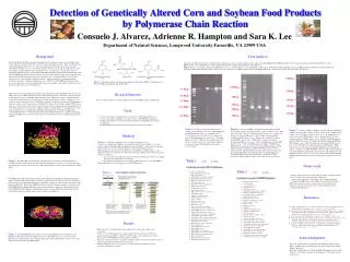 Detection of Genetically Altered Corn and Soybean Food Products by Polymerase Chain Reaction