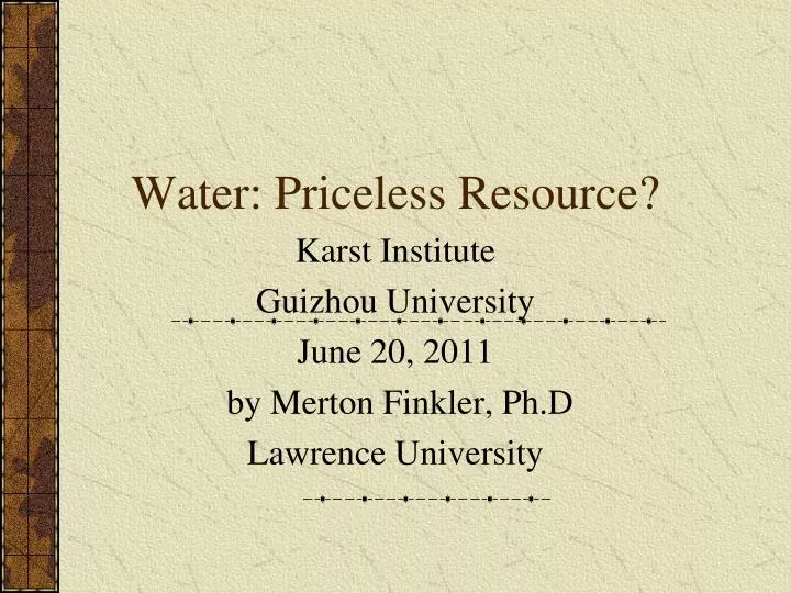 water priceless resource
