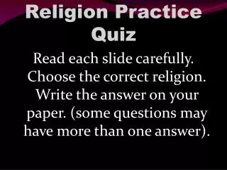 Religion Practice Quiz