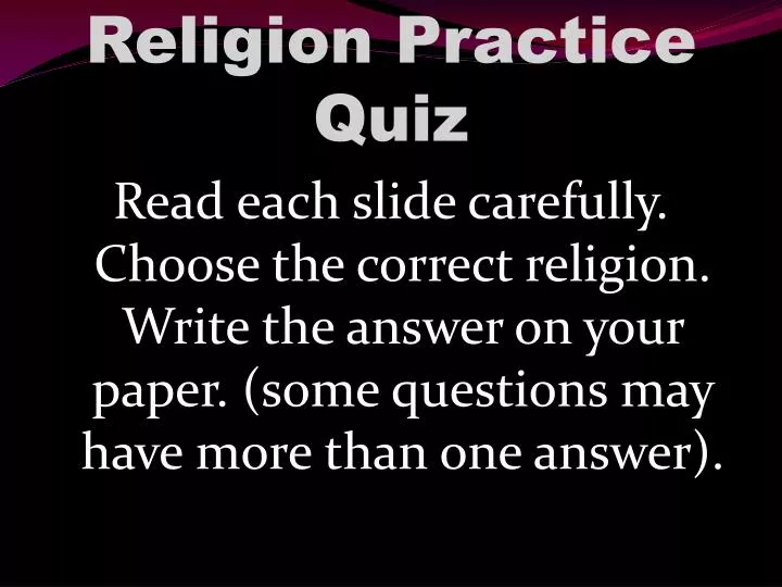 religion practice quiz