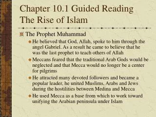 Chapter 10.1 Guided Reading The Rise of Islam