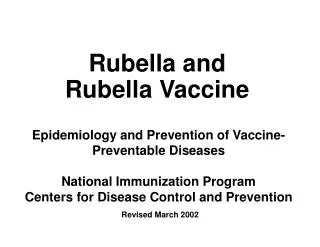 Rubella and Rubella Vaccine
