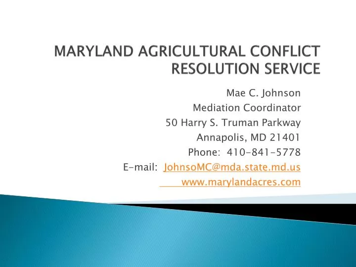 maryland agricultural conflict resolution service